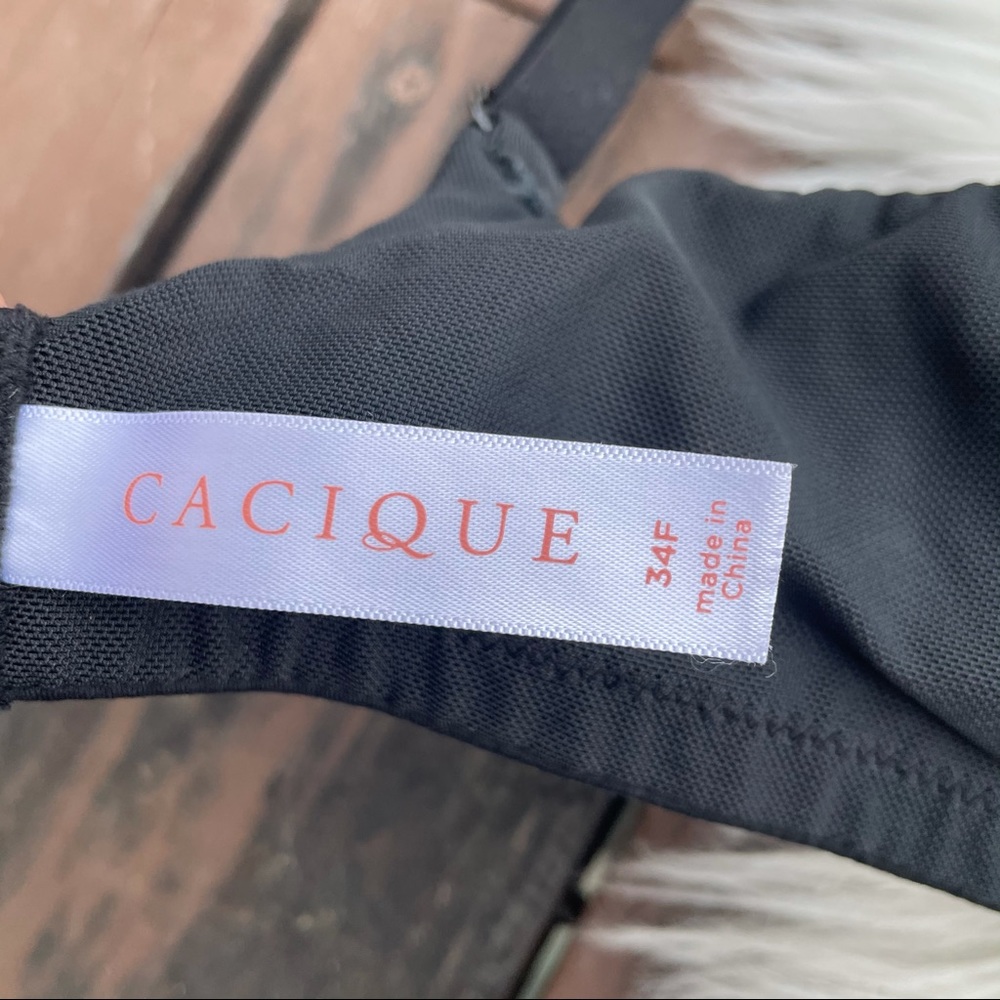 Cacique Bra Underwire Solid Black 34f Adjustable … - image 8